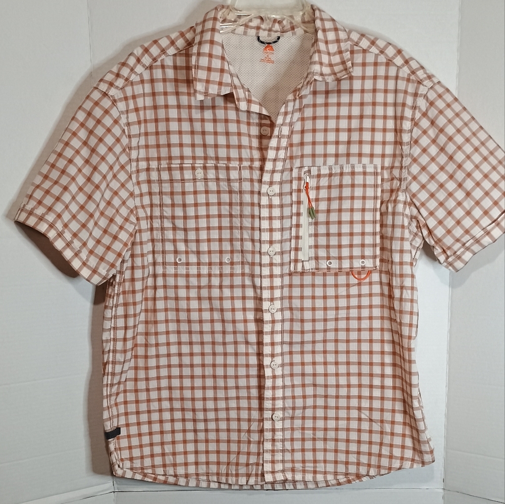 Men's Ozark Orange Checkered Shirt Size Medium